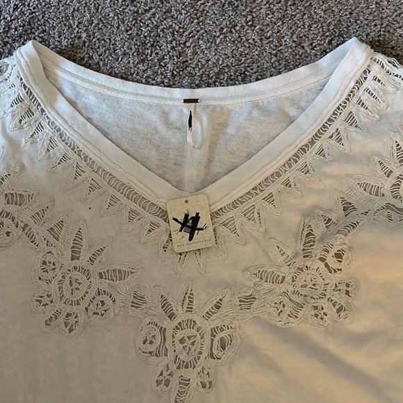 FREE PEOPLE Lyla Cutout Cotton Tee in White NWT - Picture 5 of 7